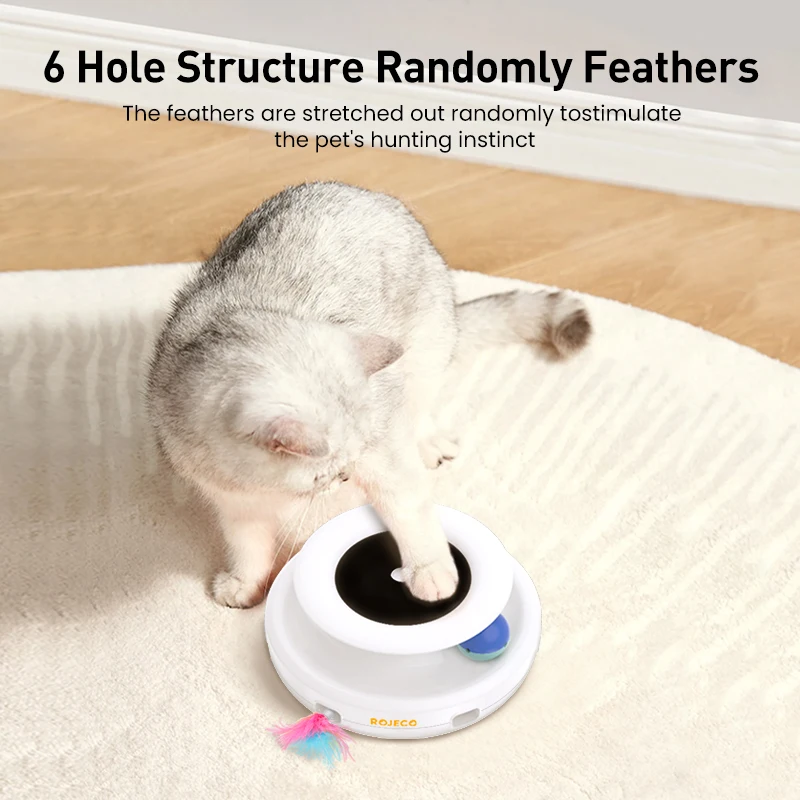 2 in 1 Smart Cat Toys Automatic Feather Fun Ball Toy Set For Cat Dog 5 Modes Electronic Interactive Pet Toy Accessories