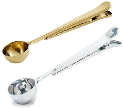 2 in 1 Stainless Steel Coffee Scoop with Bag Clip 2 in 1 Stainless Steel Coffee Scoop with Bag Clip