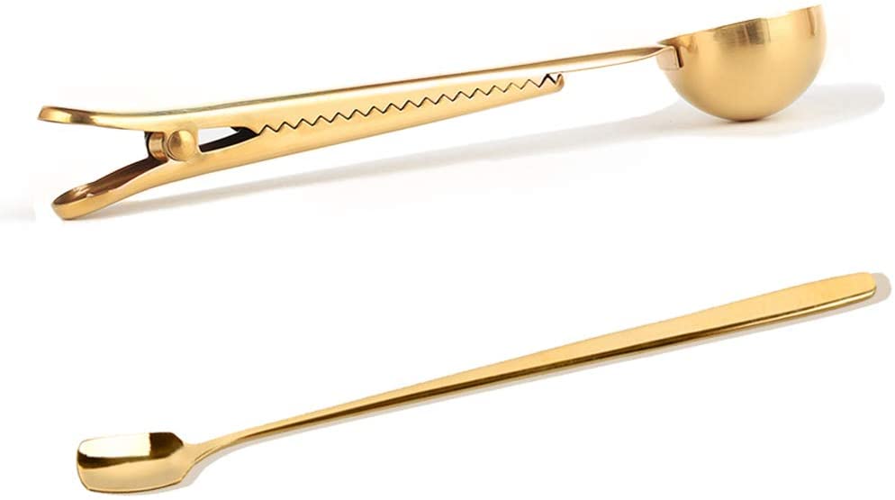2 in 1 Stainless Steel Coffee Scoop with Bag Clip 2 in 1 Stainless Steel Coffee Scoop with Bag Clip