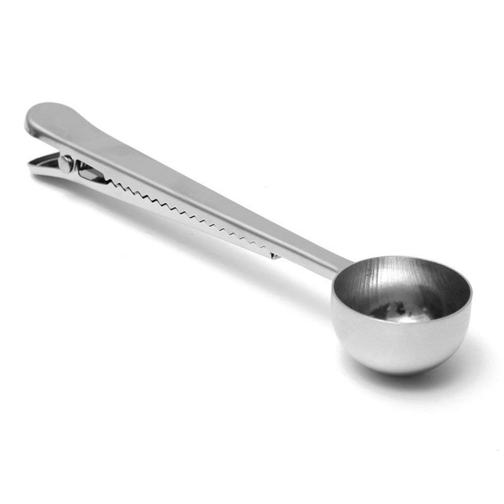 2 in 1 Stainless Steel Coffee Scoop with Bag Clip 2 in 1 Stainless Steel Coffee Scoop with Bag Clip