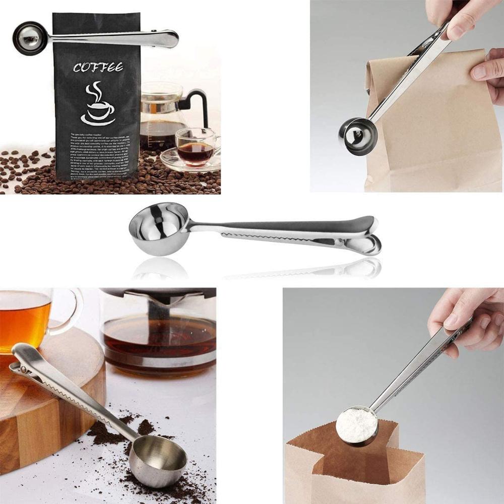 2 in 1 Stainless Steel Coffee Scoop with Bag Clip 2 in 1 Stainless Steel Coffee Scoop with Bag Clip