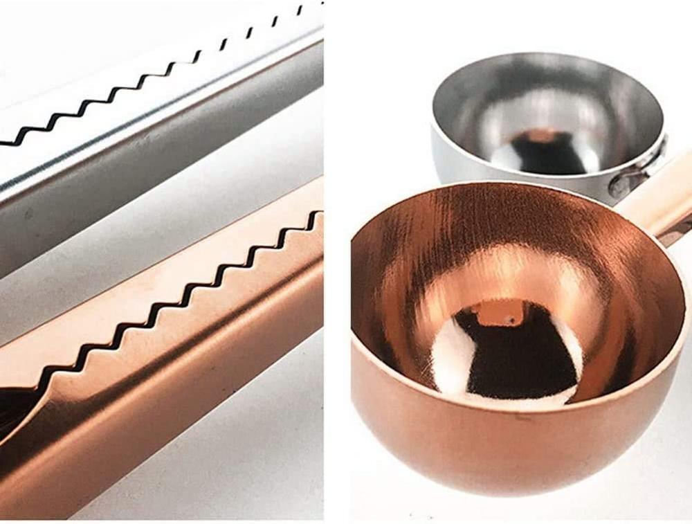 2 in 1 Stainless Steel Coffee Scoop with Bag Clip 2 in 1 Stainless Steel Coffee Scoop with Bag Clip