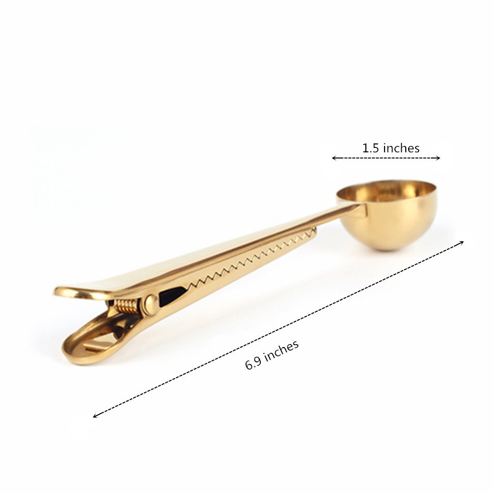 2 in 1 Stainless Steel Coffee Scoop with Bag Clip 2 in 1 Stainless Steel Coffee Scoop with Bag Clip