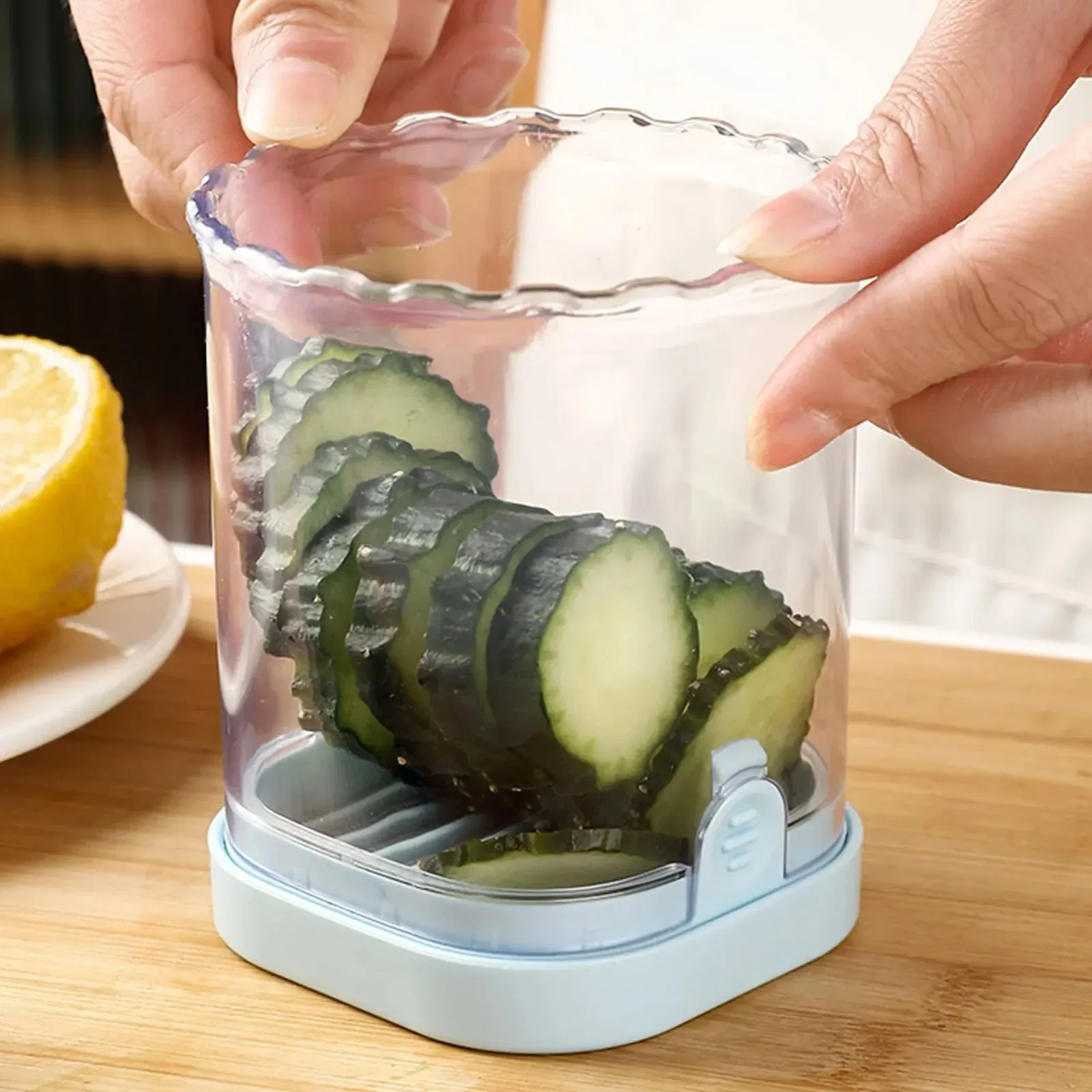 2-in-1 Stainless Steel Manual Slicer and Chopper Cup – Detachable Fruit/Vegetable Cutter for Strawberries Bananas