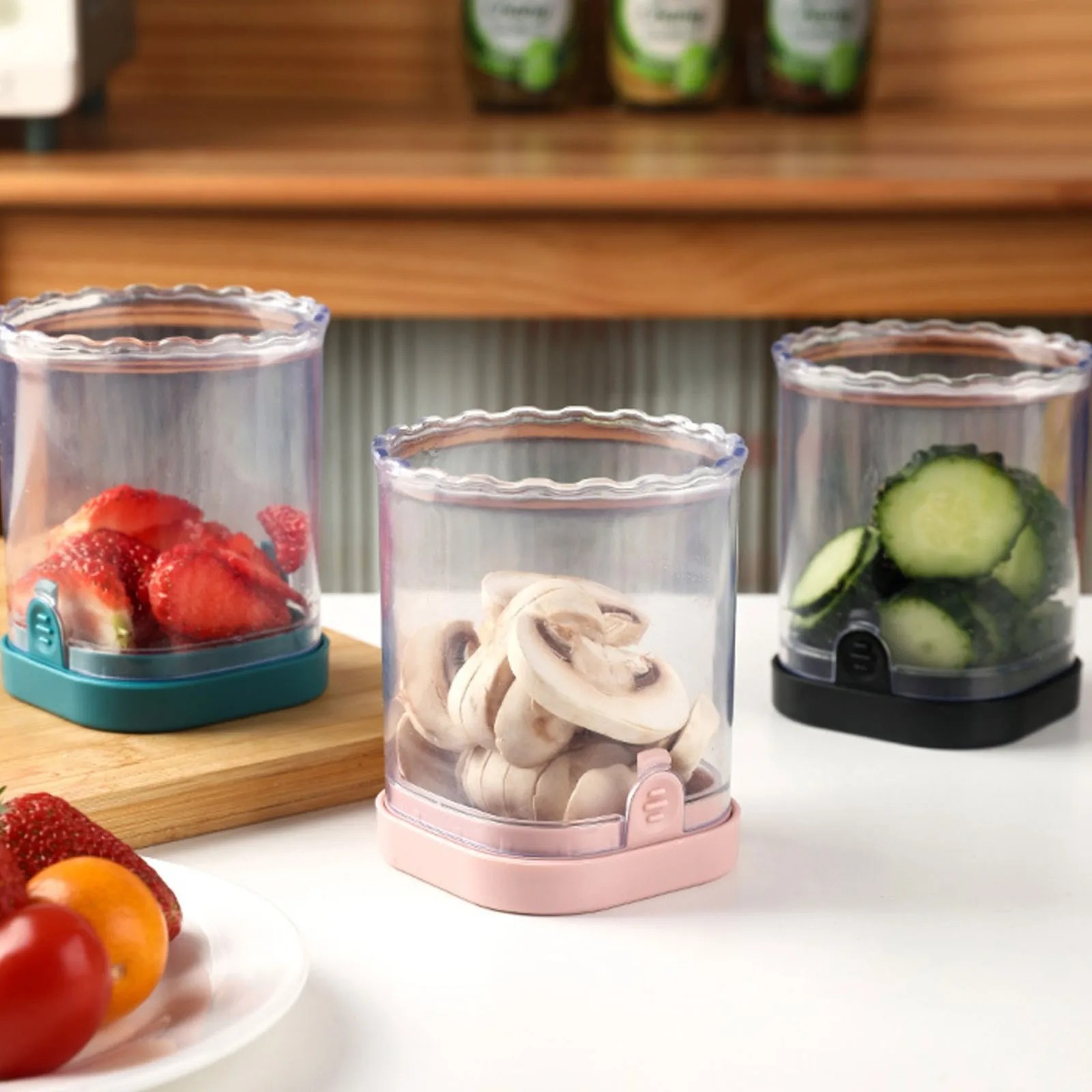 2-in-1 Stainless Steel Manual Slicer and Chopper Cup – Detachable Fruit/Vegetable Cutter for Strawberries Bananas