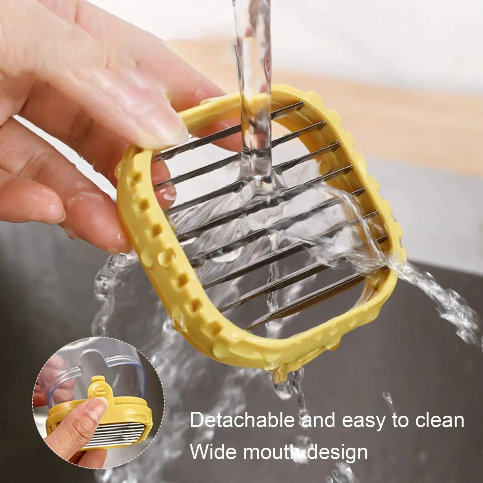 2-in-1 Stainless Steel Manual Slicer and Chopper Cup – Detachable Fruit/Vegetable Cutter for Strawberries Bananas