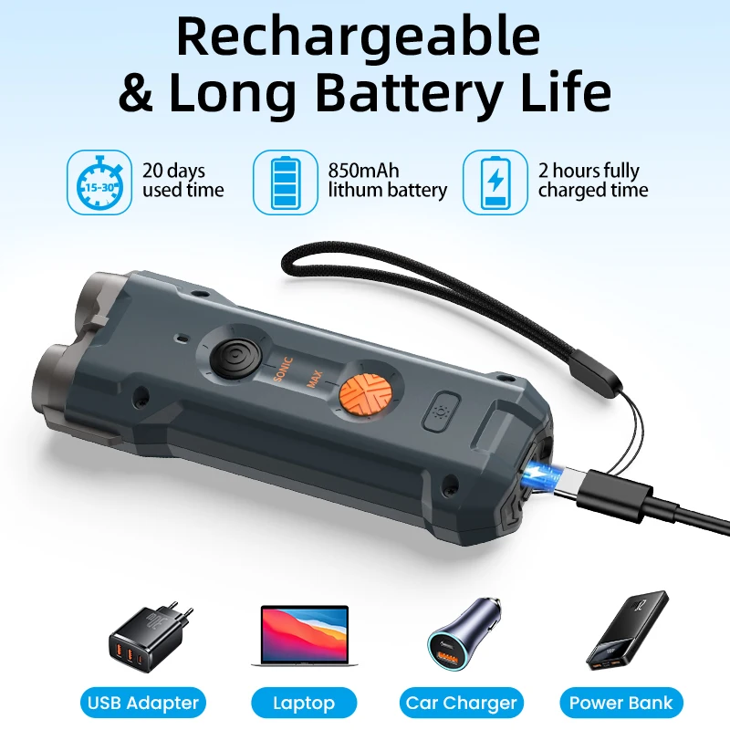 2 In 1 Training and Anti Barking Device Ultrasonic Dog Repeller With Flashlight Stop Attack Rechargeable Repeller For 2 In 1 Training and Anti Barking Device Ultrasonic Dog Repeller With Flashlight Stop Attack Rechargeable Repeller For