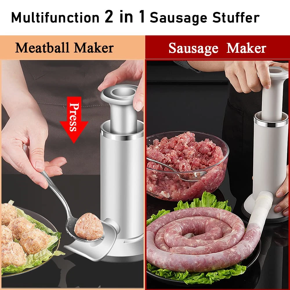 2 in 1 Vertical Sausage Maker Machine Sausages Making Kit Manual Stuffer Meatball Maker Kitchen Tools