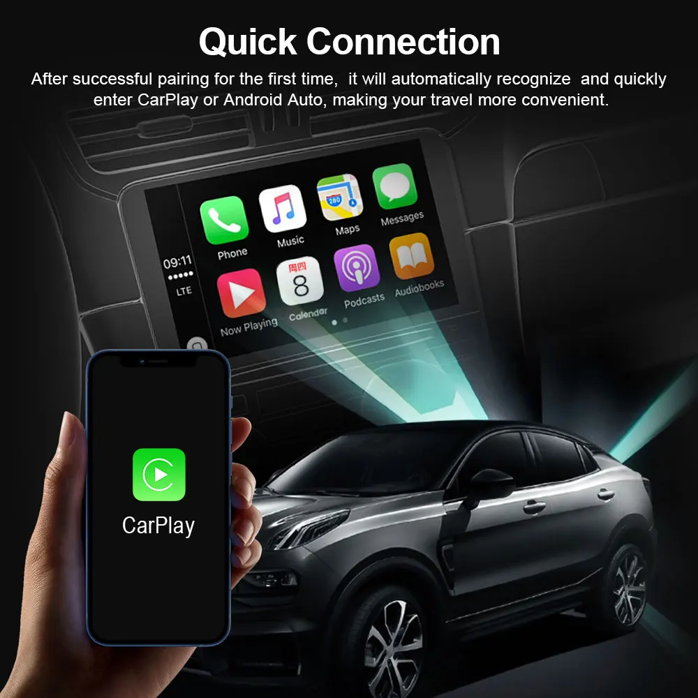 2 In1 CarPlay and Android Auto Mini Box Wireless CarPlay Adapter Wired to Wireless CarPlay For USB/Type C Dongle