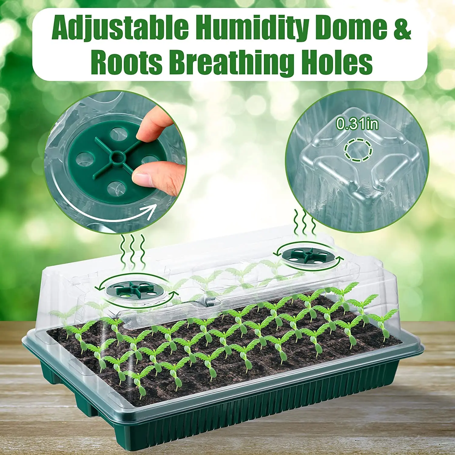 2 Packs of Seed Starter Trays With High Dome Germination Kit – 80 Cells, 4 LED Grow Lights, Smart Timer & 3 Modes For
