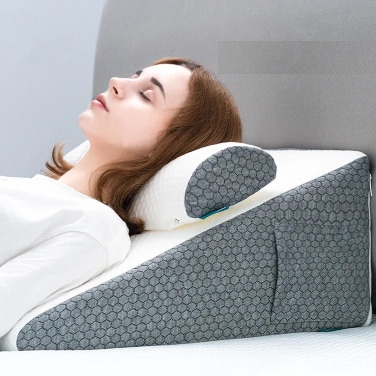 2 Pcs Memory Foam Bed Wedge Pillow/Neck Pillow For Back, Leg, And Knee – Triangle Pillow With Removable Cover 2 Pcs Memory Foam Bed Wedge Pillow/Neck Pillow For Back, Leg, And Knee – Triangle Pillow With Removable Cover