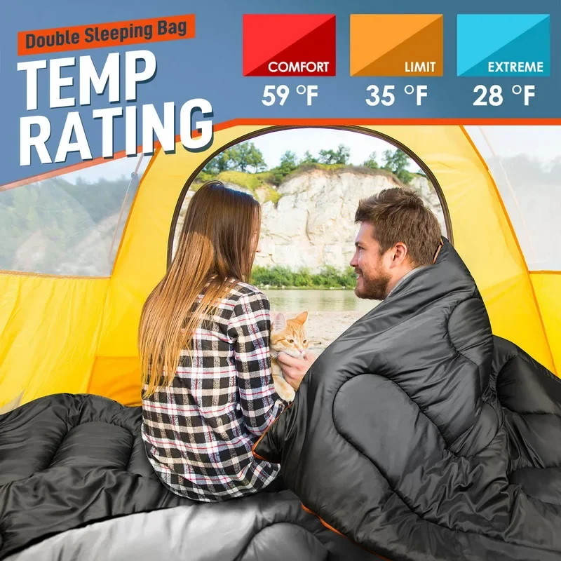 2 Person Sleeping Bag Double Sleeping Bag Size XL Hiking Backpacking and Cold Weather Portable Waterproof Camping 2 Person Sleeping Bag Double Sleeping Bag Size XL Hiking Backpacking and Cold Weather Portable Waterproof Camping