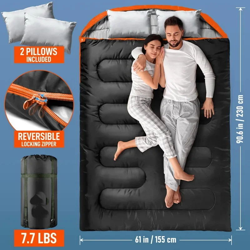 2 Person Sleeping Bag Double Sleeping Bag Size XL Hiking Backpacking and Cold Weather Portable Waterproof Camping 2 Person Sleeping Bag Double Sleeping Bag Size XL Hiking Backpacking and Cold Weather Portable Waterproof Camping