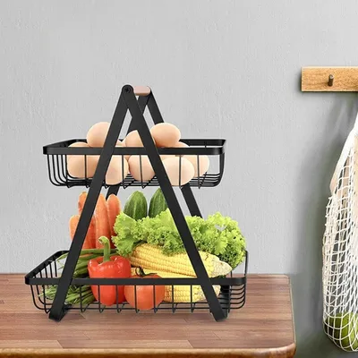 2 Tier Fruit Basket with Wooden Handle 2 Tier Fruit Basket with Wooden Handle