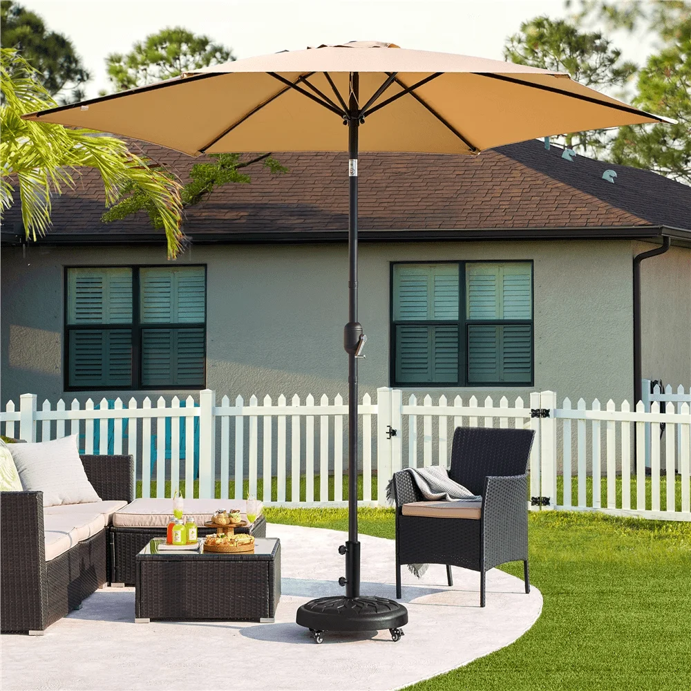 20″ Heavy Duty Patio Umbrella Base, Black Portable Stand with Castors for Outdoor Market Use