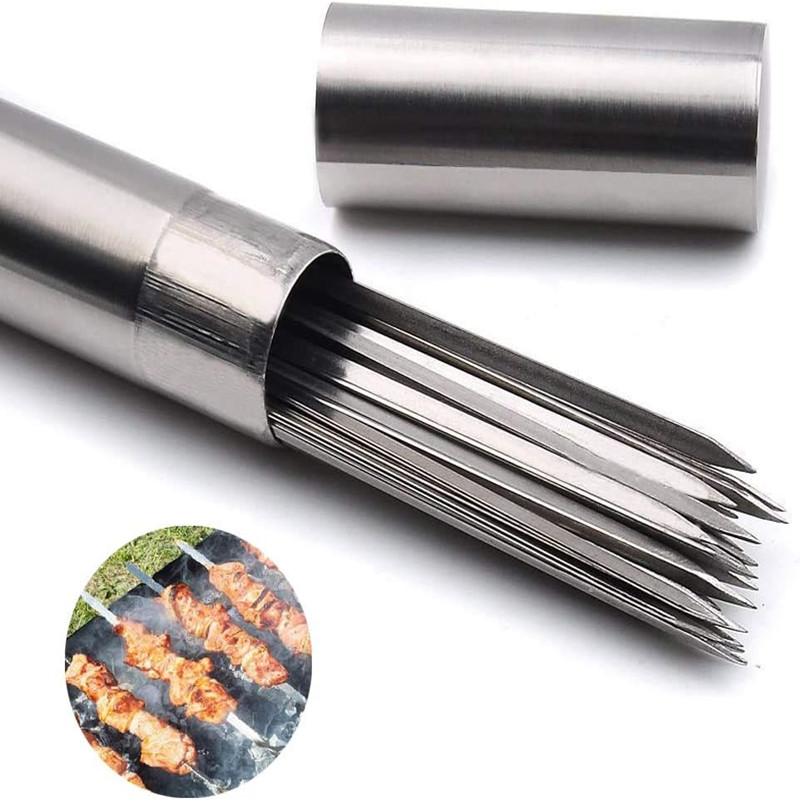20 pcs Stainless Steel Metal Skewer Sticks with Storage Tube 20 pcs Stainless Steel Metal Skewer Sticks with Storage Tube