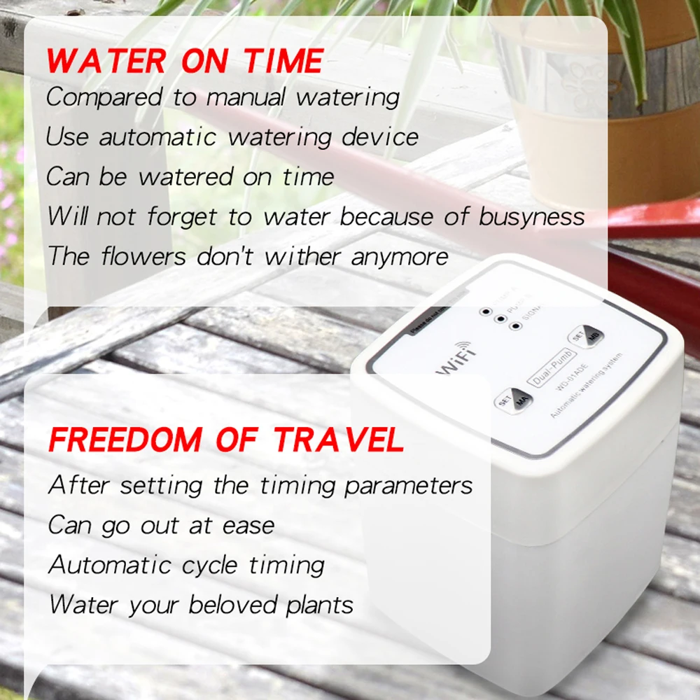 20 Pots WIFI Intelligent Watering Device Double Pump Timed Automatic Drip Irrigation System Remote APP Controller for 20 Pots WIFI Intelligent Watering Device Double Pump Timed Automatic Drip Irrigation System Remote APP Controller for
