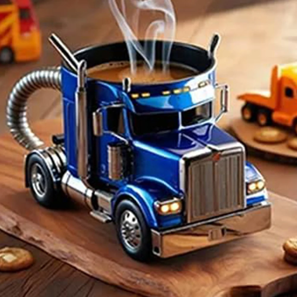 200-250ml Funny Semi-Truck Coffee Mugs Stainless Steel Drinkware Cups Handcrafted Water Bottle Resin Beer Mug for