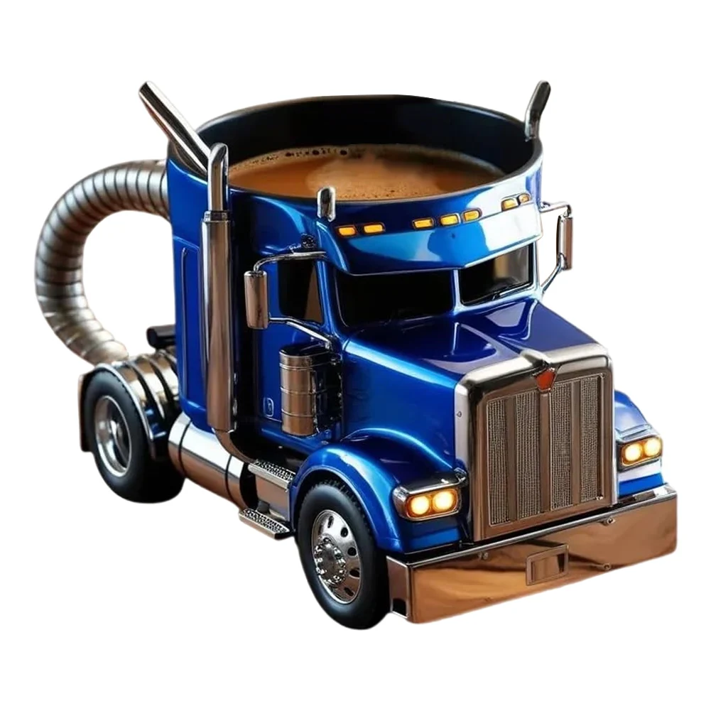 200-250ml Funny Semi-Truck Coffee Mugs Stainless Steel Drinkware Cups Handcrafted Water Bottle Resin Beer Mug for