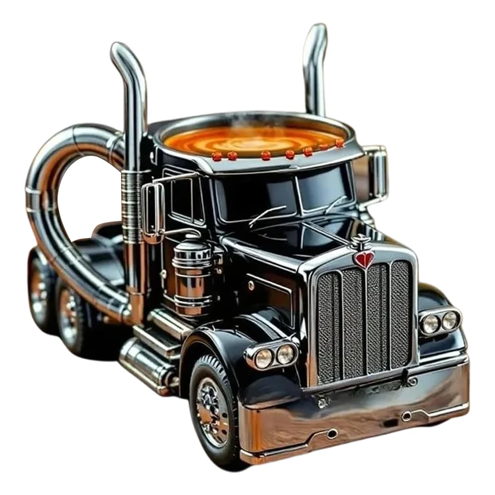 200-250ml Funny Semi-Truck Coffee Mugs Stainless Steel Drinkware Cups Handcrafted Water Bottle Resin Beer Mug for