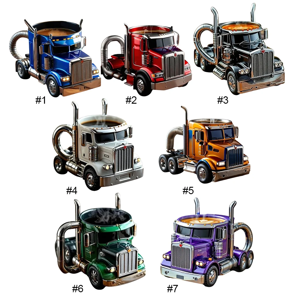 200-250ml Funny Semi-Truck Coffee Mugs Stainless Steel Drinkware Cups Handcrafted Water Bottle Resin Beer Mug for