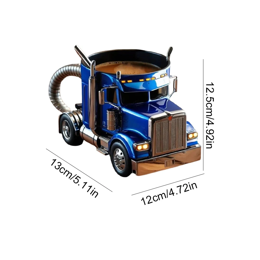 200-250ml Funny Semi-Truck Coffee Mugs Stainless Steel Drinkware Cups Handcrafted Water Bottle Resin Beer Mug for