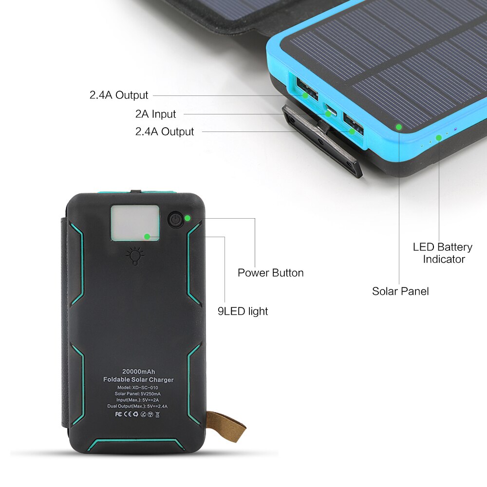 20000 mAh Solar Charging Power Bank