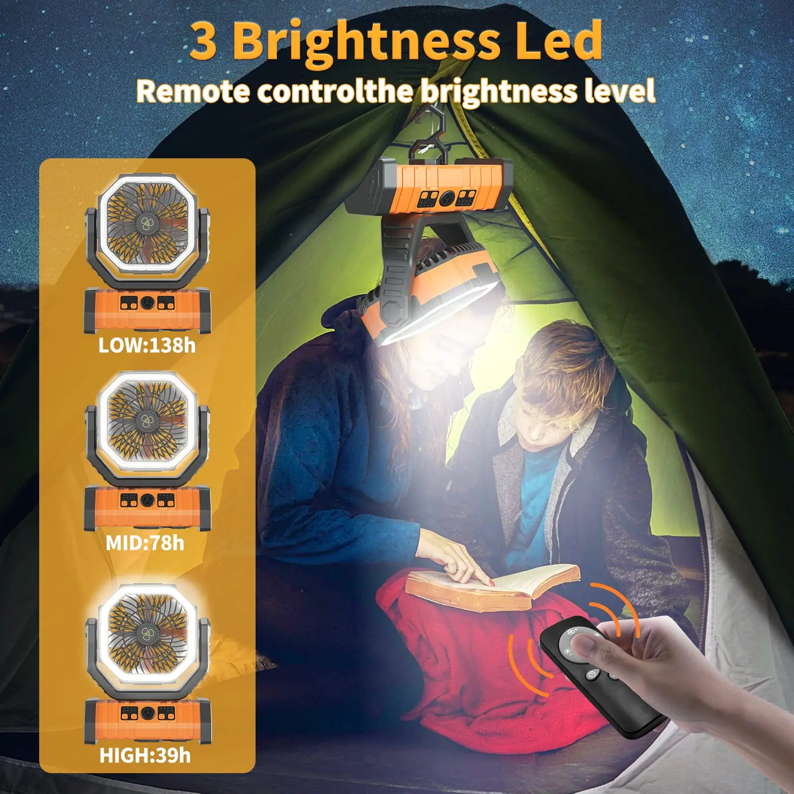 20000mAh High-Capacity Battery LED Light Camping Fan Movable Wireless Air Circulators Outdoor Ventilador with Hook 20000mAh High-Capacity Battery LED Light Camping Fan Movable Wireless Air Circulators Outdoor Ventilador with Hook
