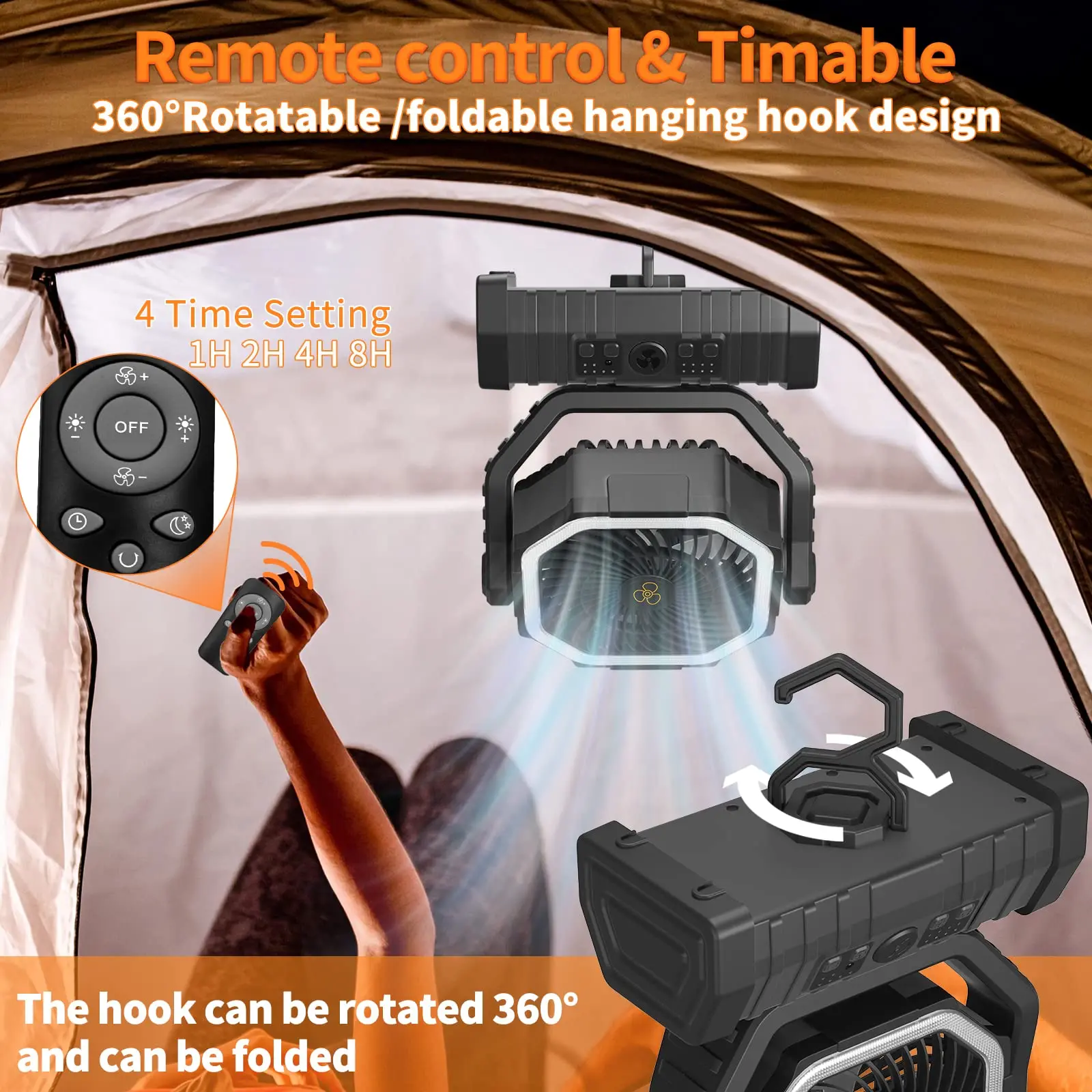 20000mAh High-Capacity Battery LED Light Camping Fan Movable Wireless Air Circulators Outdoor Ventilador with Hook 20000mAh High-Capacity Battery LED Light Camping Fan Movable Wireless Air Circulators Outdoor Ventilador with Hook
