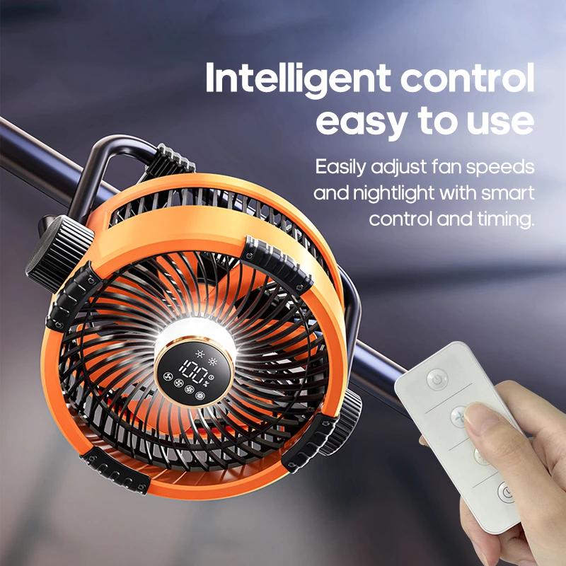 20000mAh Outdoor Camping Fan 6 in 1 Portable Rechargeable Wireless Tent Ceiling Fan with LED Light Camping Air