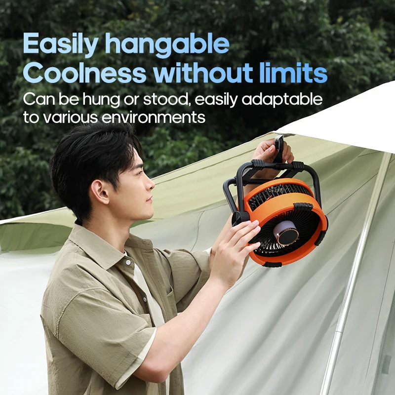 20000mAh Outdoor Camping Fan 6 in 1 Portable Rechargeable Wireless Tent Ceiling Fan with LED Light Camping Air