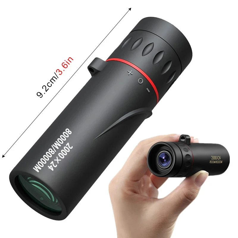 2000×24 HD Monocular Telescope Outdoor Mini Portable Zoom Telescope Phone Telescope Travel Hiking Camping Birdwatching