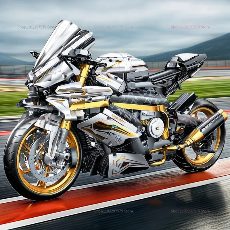2000PCS+ 1:5 MOC Technical Platinum Motorcycle Model Building Blocks Racing Motorcycle Display Set for Kid Adults 2000PCS+ 1:5 MOC Technical Platinum Motorcycle Model Building Blocks Racing Motorcycle Display Set for Kid Adults