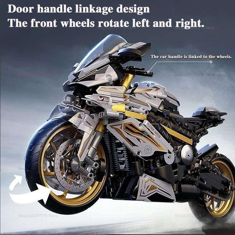 2000PCS+ 1:5 MOC Technical Platinum Motorcycle Model Building Blocks Racing Motorcycle Display Set for Kid Adults 2000PCS+ 1:5 MOC Technical Platinum Motorcycle Model Building Blocks Racing Motorcycle Display Set for Kid Adults