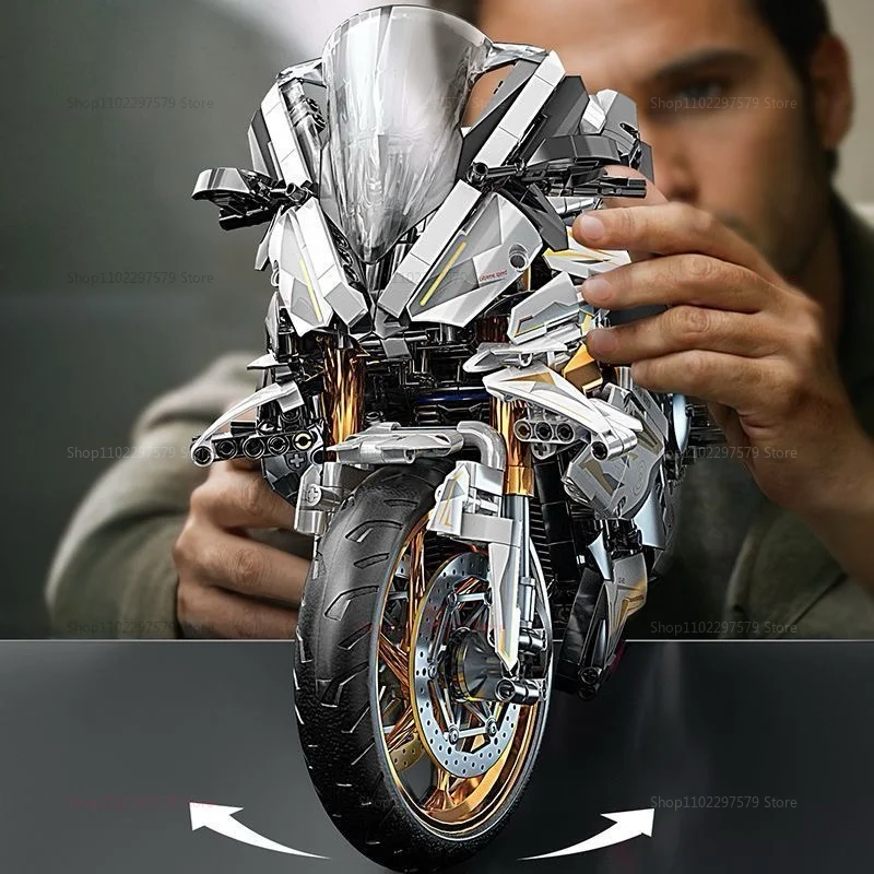 2000PCS+ 1:5 MOC Technical Platinum Motorcycle Model Building Blocks Racing Motorcycle Display Set for Kid Adults 2000PCS+ 1:5 MOC Technical Platinum Motorcycle Model Building Blocks Racing Motorcycle Display Set for Kid Adults