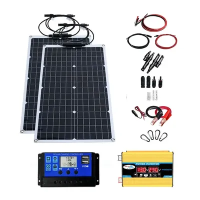 2000W Flexible Solar Panel System 12V Battery Charger Controller 4000W Inverter Kit Complete For Home Outdoor Capming