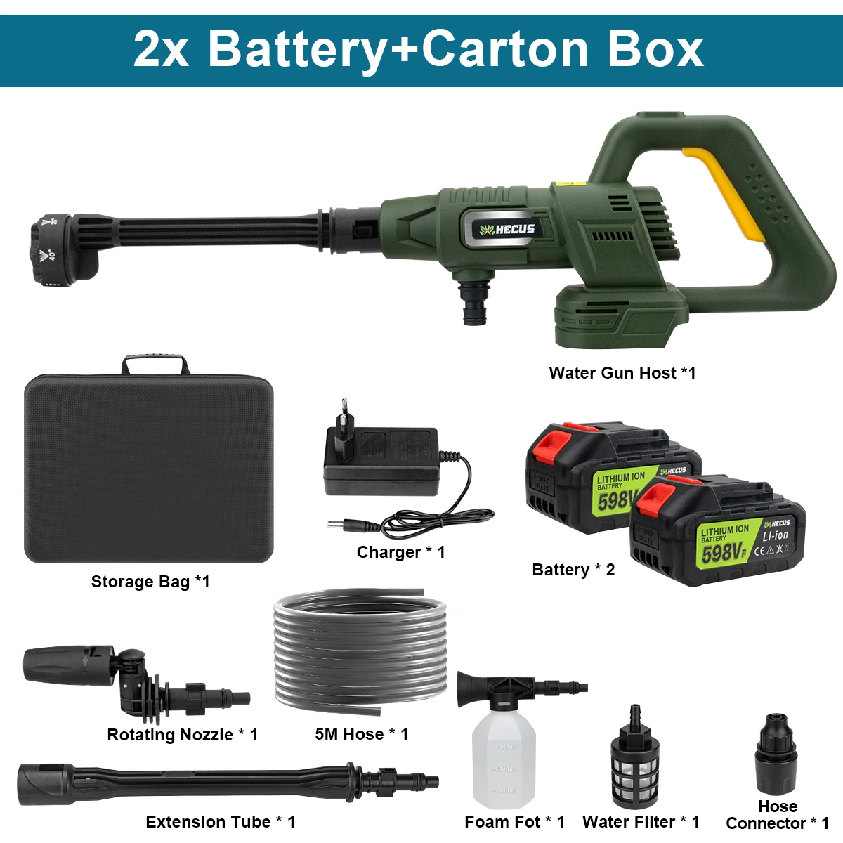 200Bar 3 Gears Digital Display Brushless Electric High Pressure Washer 6 IN 1 Car Washing Gun Water Gun for Makita 18V