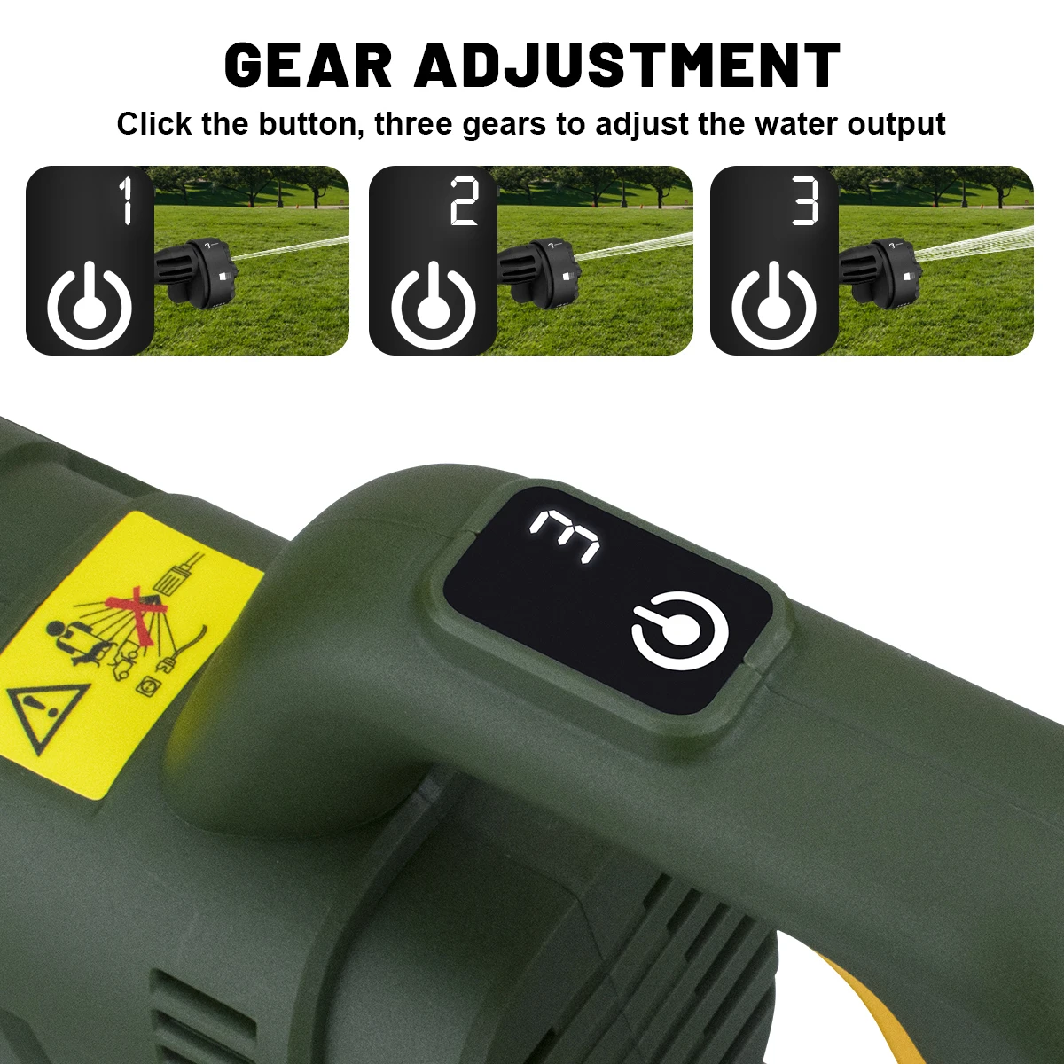 200Bar 3 Gears Digital Display Brushless Electric High Pressure Washer 6 IN 1 Car Washing Gun Water Gun for Makita 18V