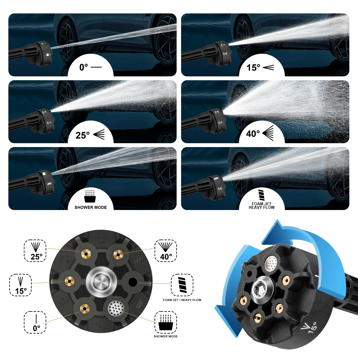 200Bar 3 Gears Digital Display Brushless Electric High Pressure Washer 6 IN 1 Car Washing Gun Water Gun for Makita 18V