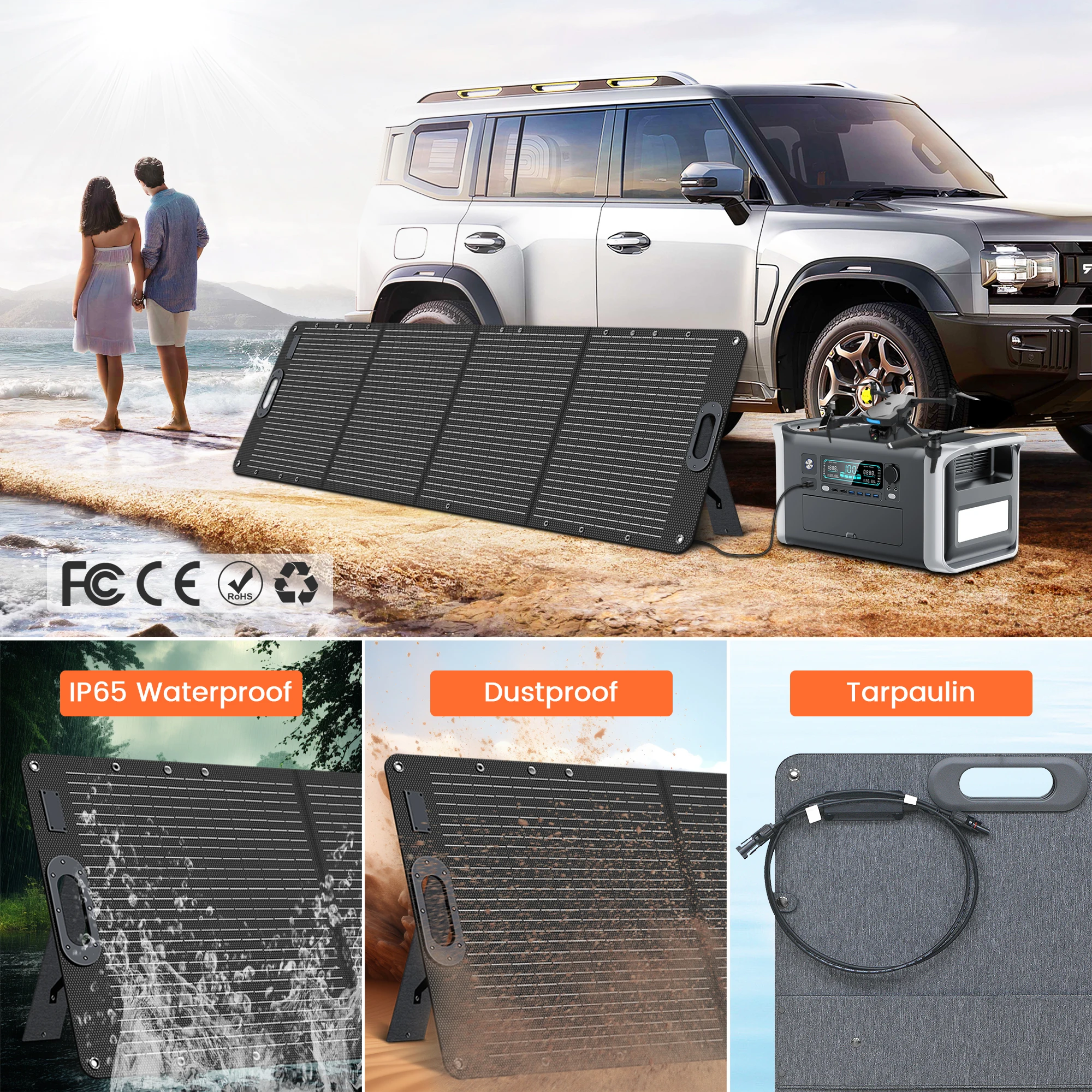 200W ETFE Flexible Foldable Solar Panel 100W Camping Portable Folding Solar Panel Kit High Efficience 200W ETFE Flexible Foldable Solar Panel 100W Camping Portable Folding Solar Panel Kit High Efficience