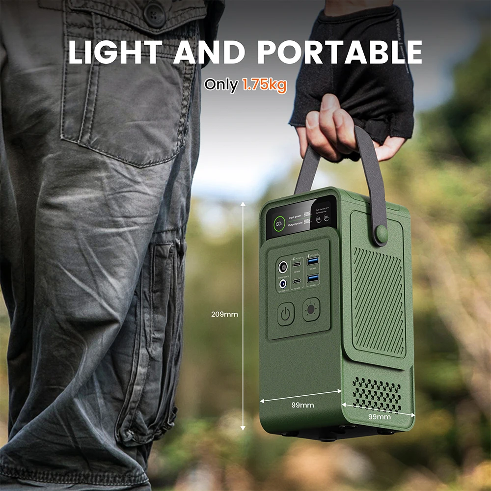 200W Power Bank 192Wh Lifepo4 Battery 60000mAh Solar Generator for Camping Portable Power Station LED Light