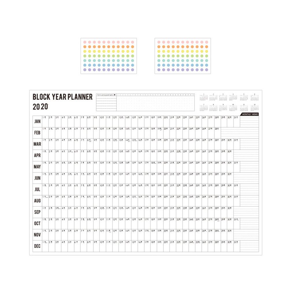 2020 Year Planner with Sticker Dots 2020 Year Planner with Sticker Dots