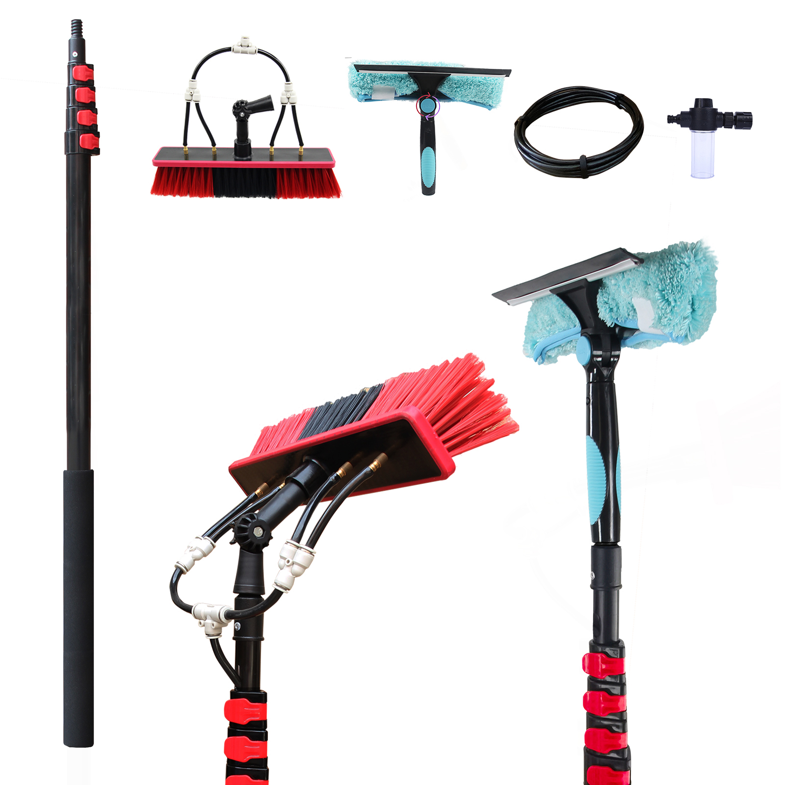 20ft Water Fed Pole Brush with Squeegee Kit High Reach Window Cleaning Tool 6 Meters Extension Solar Panel Cleaner For 20ft Water Fed Pole Brush with Squeegee Kit High Reach Window Cleaning Tool 6 Meters Extension Solar Panel Cleaner For