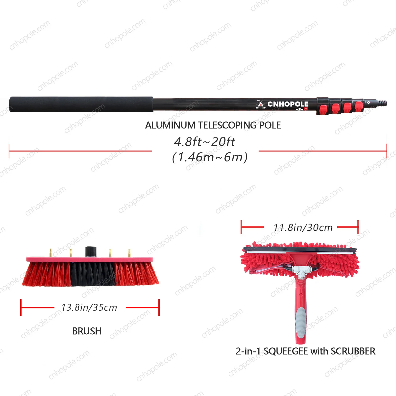 20ft Water Fed Pole Brush with Squeegee Kit High Reach Window Cleaning Tool 6 Meters Extension Solar Panel Cleaner For 20ft Water Fed Pole Brush with Squeegee Kit High Reach Window Cleaning Tool 6 Meters Extension Solar Panel Cleaner For
