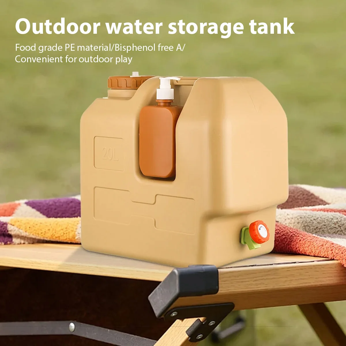 20L Portable Camping Water Jug with Spigot and Soap Dispenser Water Tank BPA Free Water Storage Tank for Outdoor
