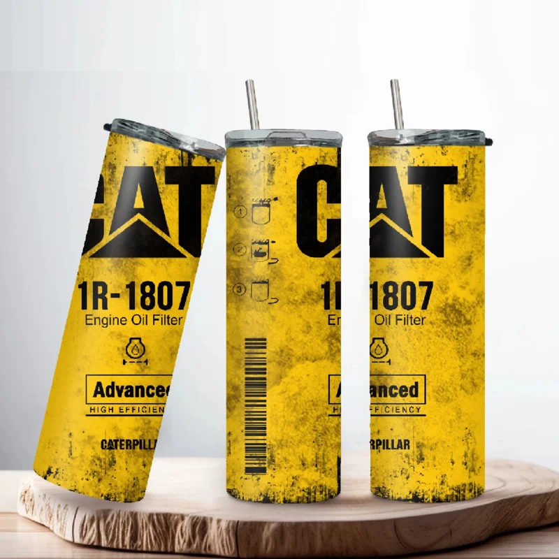 20oz Engine Oil Filter Double Insulated Traveling Cup With Lid and Straw Caterpillar Cat Grunge Oil Hot Cold Drink 20oz Engine Oil Filter Double Insulated Traveling Cup With Lid and Straw Caterpillar Cat Grunge Oil Hot Cold Drink