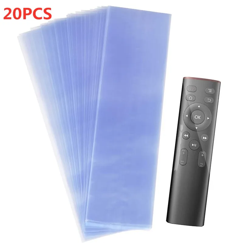 20pcs Clear Heat Shrink Film Bag TV/Air Condition Remote Control Transparent Cover Household Dust Waterproof Protective