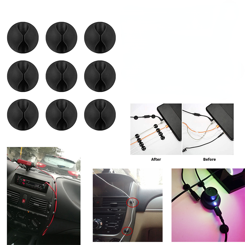 20pcs High Quality Car Wire Tie Clip Fixer Organizer Black Color Clamp Cord Cable Line Holder Computer USB Line Fastener