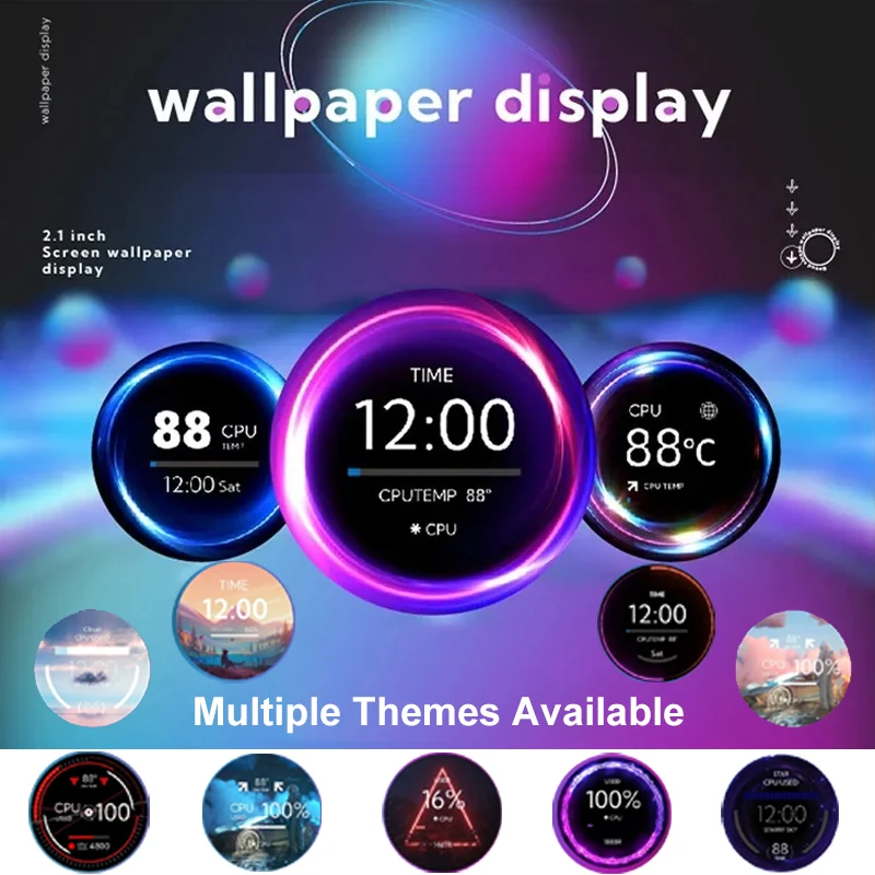 2.1 Inch IPS Secondary Screen 480×480 USB Water-Cooled Round LCD CPU GPU RAM HDD Monitoring Freely AIDA64 MINI PC Gamer