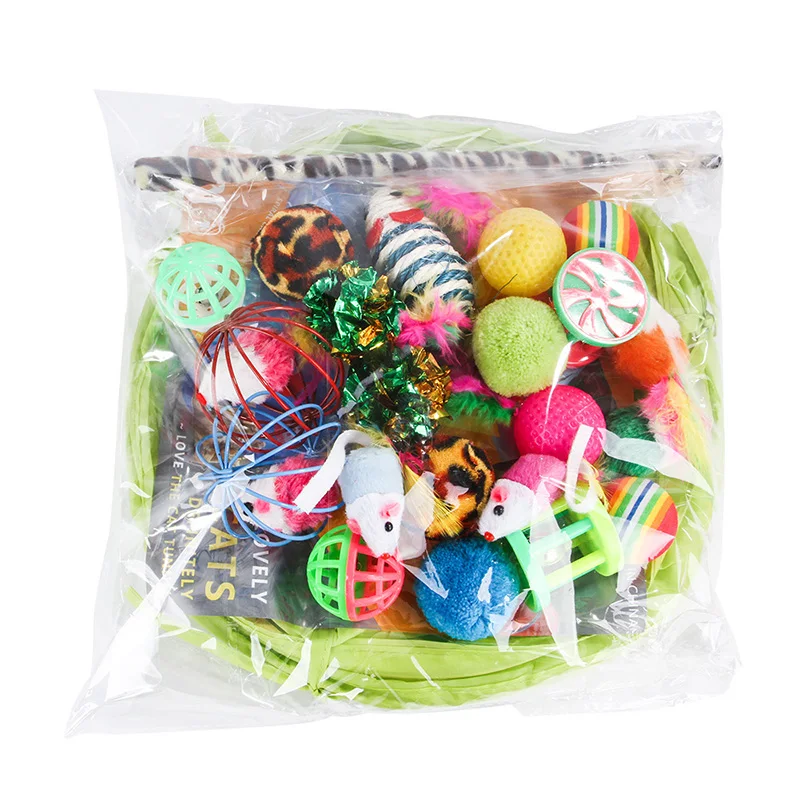 21 pack Kitten Toys Variety Pack-Pet Cat Toys Combination Set Cat Toy Funny Cat Stick Sisal Mouse Bell Ball Cat Supplies
